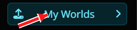 VRChat My Worlds button highlighted with a red arrow