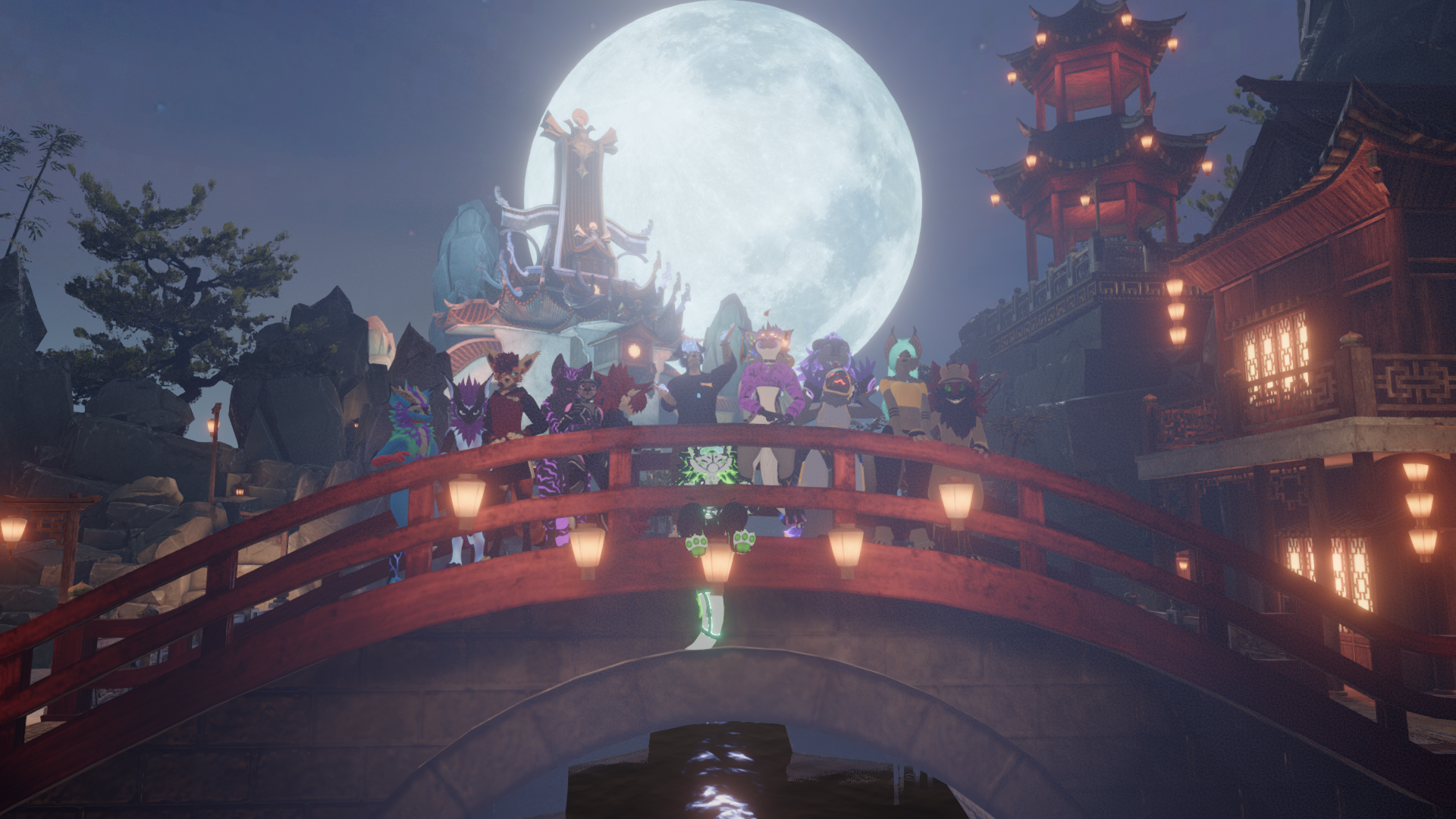 Group shot beneath the full moon