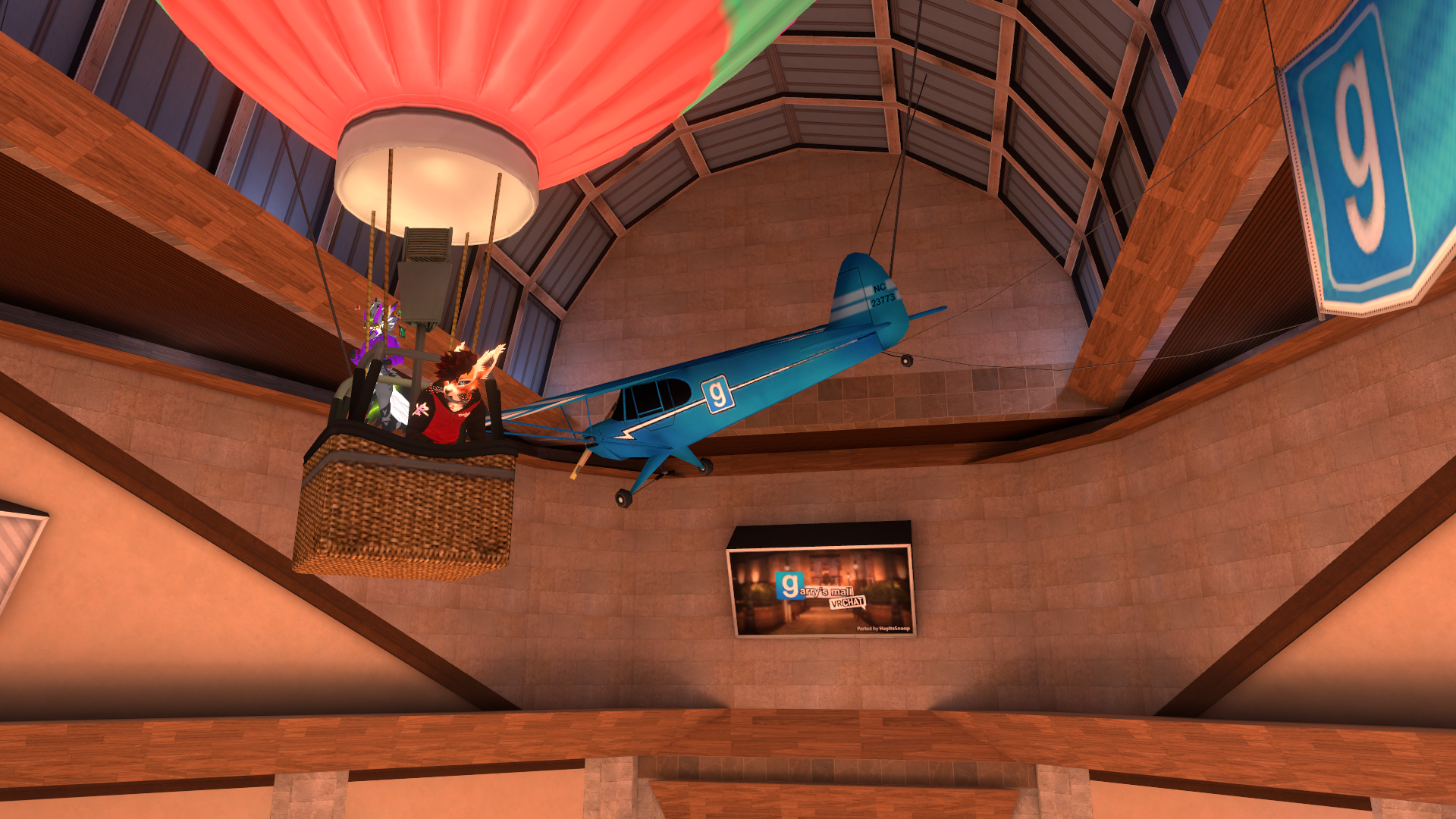 Flying away in the mall's hot air balloon